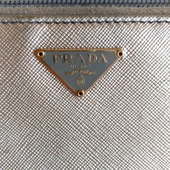PRADA Metallic Leather Zip Around Wallet - Picture 3 of 16